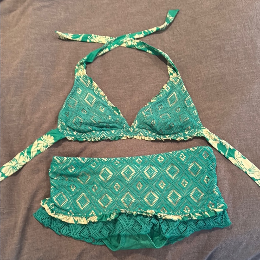 Green Floral Bikini Set